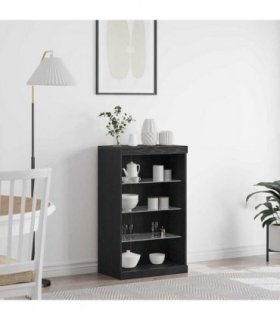 vidaXL LED Sideboard Black Oak 60.5 x 37 x 100 cm Engineered Wood — V0672047053