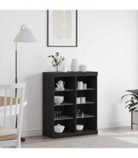 vidaXL LED Sideboard Black Oak 41 x 37 x 100 cm Engineered Wood — V0672047056