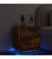 vidaXL Bedside Cabinet with LED Lights Smoked Oak Engineered Wood