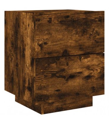 vidaXL Bedside Cabinet with LED Lights Smoked Oak Engineered Wood