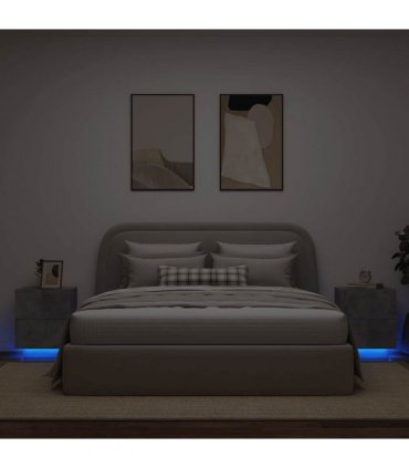 vidaXL Bedside Cabinets with LED Lights 2 pcs Concrete Grey Engineered Wood