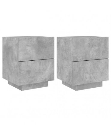 vidaXL Bedside Cabinets with LED Lights 2 pcs Concrete Grey Engineered Wood