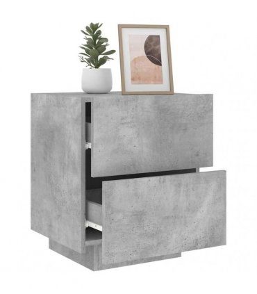vidaXL Bedside Cabinets with LED Lights 2 pcs Concrete Grey Engineered Wood