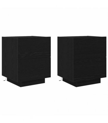 vidaXL Bedside Cabinet 2 pcs Black Oak 45 x 40 x 55 cm Engineered Wood