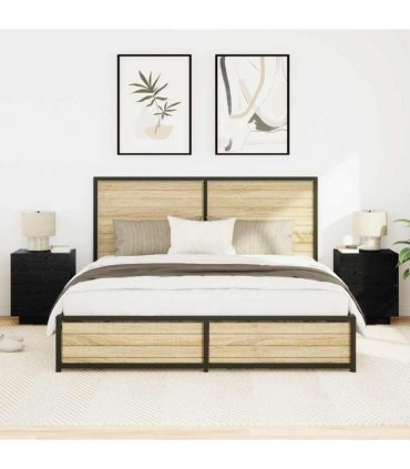 vidaXL Bedside Cabinet 2 pcs Black Oak 45 x 40 x 55 cm Engineered Wood