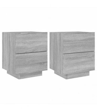 vidaXL Bedside Cabinets with LED Lights 2 pcs Grey Sonoma Engineered Wood