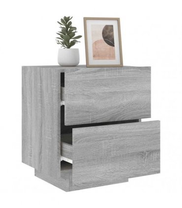 vidaXL Bedside Cabinets with LED Lights 2 pcs Grey Sonoma Engineered Wood
