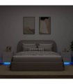 vidaXL Bedside Cabinets with LED Lights 2 pcs White Engineered Wood