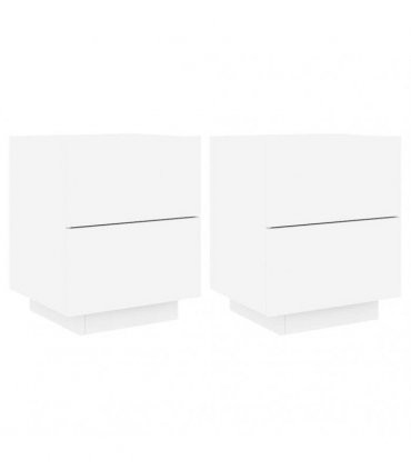 vidaXL Bedside Cabinets with LED Lights 2 pcs White Engineered Wood