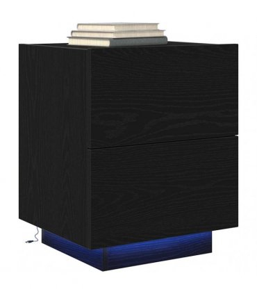vidaXL Bedside Cabinet Black Oak 45 x 40 x 55 cm Engineered Wood