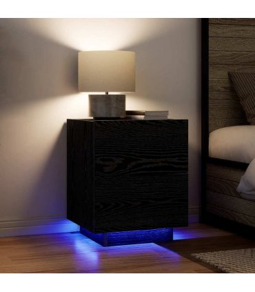 vidaXL Bedside Cabinet Black Oak 45 x 40 x 55 cm Engineered Wood