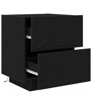 vidaXL Bedside Cabinet Black Oak 45 x 40 x 55 cm Engineered Wood