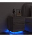 vidaXL Bedside Cabinet with LED Lights Grey Sonoma Engineered Wood