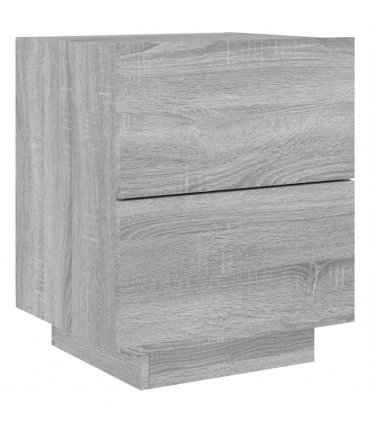 vidaXL Bedside Cabinet with LED Lights Grey Sonoma Engineered Wood
