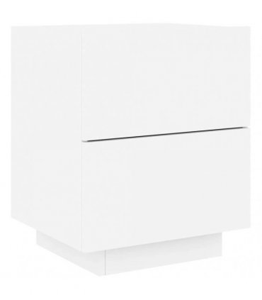 vidaXL Bedside Cabinet with LED Lights White Engineered Wood
