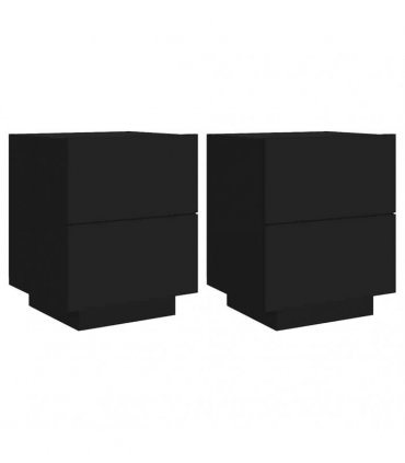 vidaXL Bedside Cabinet | Set of 2 | Black | Engineered wood | Standard