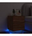 vidaXL Bedside Cabinet with LED Lights Brown Oak Engineered Wood