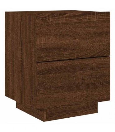 vidaXL Bedside Cabinet with LED Lights Brown Oak Engineered Wood
