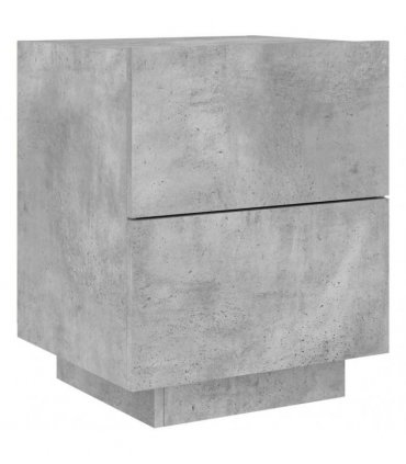 vidaXL Bedside Cabinet with LED Lights Concrete Grey Engineered Wood