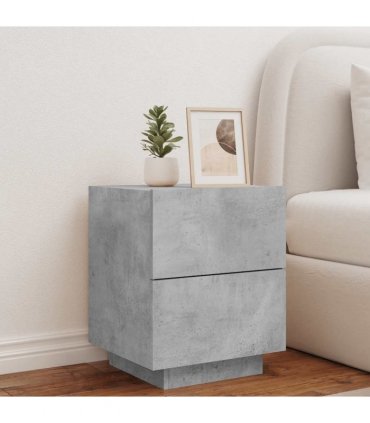 vidaXL Bedside Cabinet with LED Lights Concrete Grey Engineered Wood