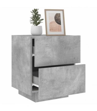 vidaXL Bedside Cabinet with LED Lights Concrete Grey Engineered Wood