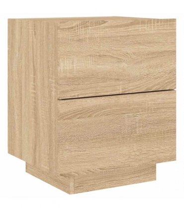 vidaXL Bedside Cabinet with LED Lights Sonoma Oak Engineered Wood