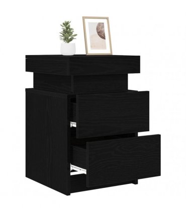 vidaXL Bedside Cabinet 2 pcs Black Oak 35 x 39 x 55 cm Engineered wood