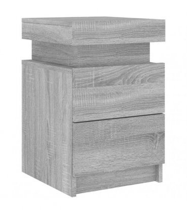 vidaXL Bedside Cabinets with LED Lights 2 pcs Grey Sonoma 35x39x55 cm