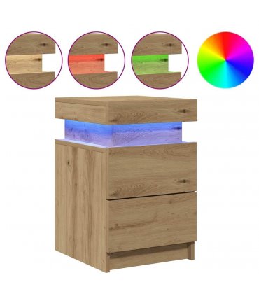 vidaXL Bedside Cabinets with LED 2 pcs Artisian Oak 35x39x55 cm Engineered Wood