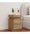 vidaXL Bedside Cabinet with LED Artisian Oak 35x39x55 cm Engineered Wood