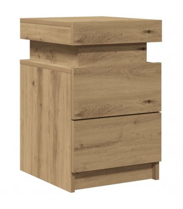 vidaXL Bedside Cabinet with LED Artisian Oak 35x39x55 cm Engineered Wood