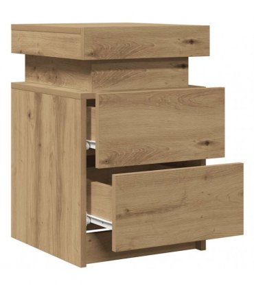 vidaXL Bedside Cabinet with LED Artisian Oak 35x39x55 cm Engineered Wood