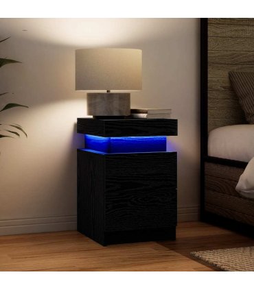 vidaXL Bedside Cabinet Black Oak 35 x 39 x 55 cm Engineered wood