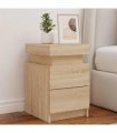 vidaXL Bedside Cabinet with LED Lights Sonoma Oak 35x39x55 cm