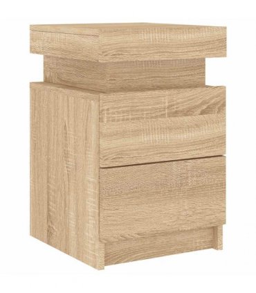 vidaXL Bedside Cabinet with LED Lights Sonoma Oak 35x39x55 cm