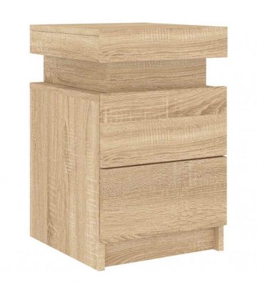 vidaXL Bedside Cabinets with LED Lights 2 pcs Sonoma Oak 35x39x55 cm