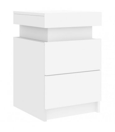 vidaXL Bedside Cabinet with LED Lights White 35x39x55 cm