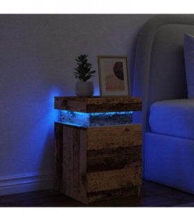 vidaXL Bedside Cabinet with LED Old Wood 35x39x55 cm Engineered Wood