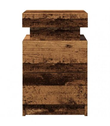 vidaXL Bedside Cabinet with LED Old Wood 35x39x55 cm Engineered Wood