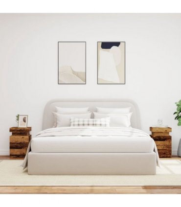 vidaXL Bedside Cabinets with LED 2 pcs Old Wood 35x39x55 cm Engineered Wood