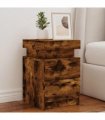 vidaXL Bedside Cabinet with LED Lights Smoked Oak 35x39x55 cm