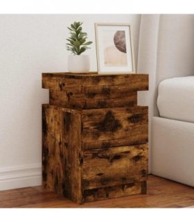 vidaXL Bedside Cabinets with LED Lights 2 pcs Smoked Oak 35x39x55 cm