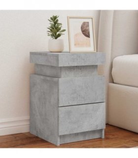 vidaXL Bedside Cabinet with LED Lights Concrete Grey 35x39x55 cm
