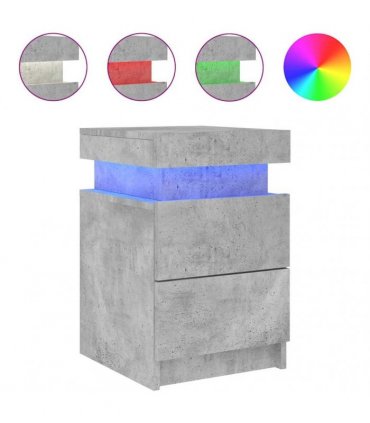 vidaXL Bedside Cabinet with LED Lights Concrete Grey 35x39x55 cm