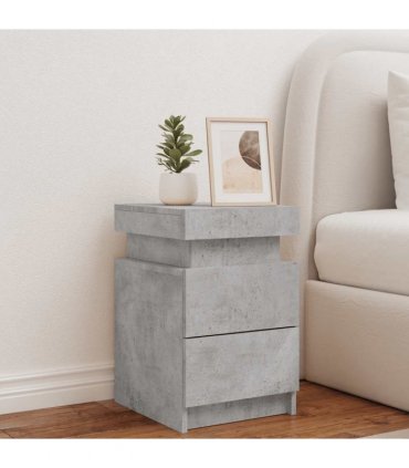 vidaXL Bedside Cabinet with LED Lights Concrete Grey 35x39x55 cm
