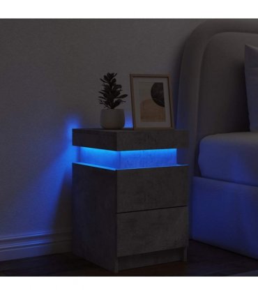 vidaXL Bedside Cabinet with LED Lights Concrete Grey 35x39x55 cm
