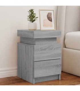 vidaXL Bedside Cabinet with LED Lights Grey Sonoma 35x39x55 cm