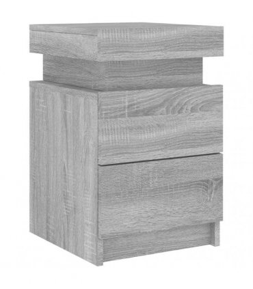 vidaXL Bedside Cabinet with LED Lights Grey Sonoma 35x39x55 cm