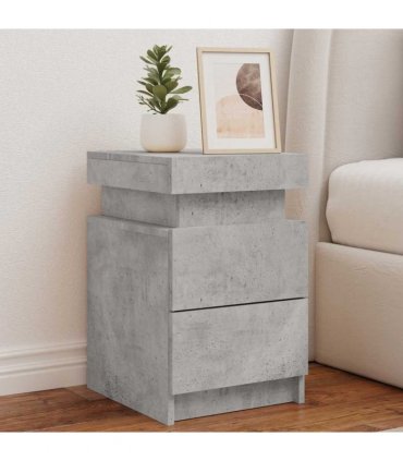 vidaXL Bedside Cabinets with LED Lights 2 pcs Concrete Grey 35x39x55 cm