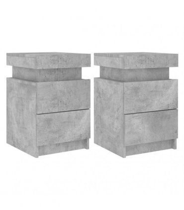 vidaXL Bedside Cabinets with LED Lights 2 pcs Concrete Grey 35x39x55 cm